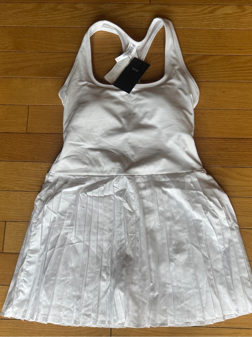 Fabletics White Racerback Pleated Sport Dress